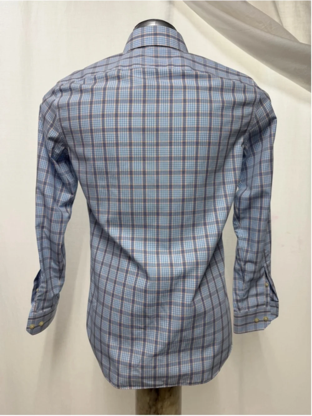 Banana Republic Men Blue Plaid Long Sleeve Button cotton Sm Shirt Slime Fit 1803